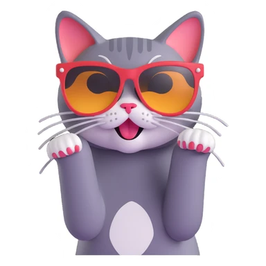 playful cat with big sunglasses sticker