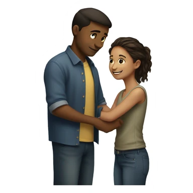 short girl huging a tall boy sticker