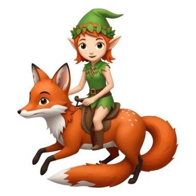 tiny forest elf with freckles riding fox sticker