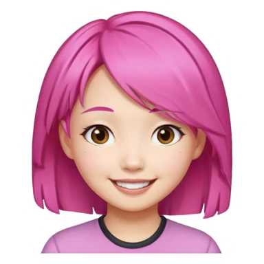 asian emoji girl  face with pink hair  sticker
