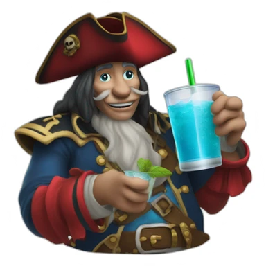 pirate Papa Smurf drinking mojito sticker