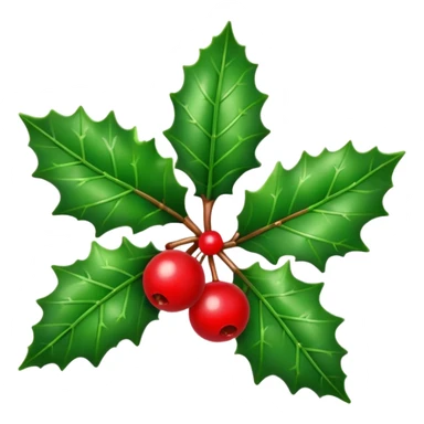 Christmas holly with three leaf sticker
