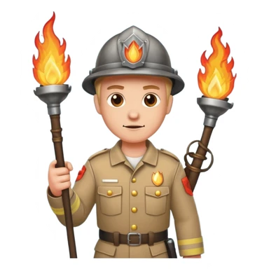 guard holding torches sticker