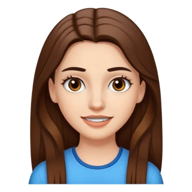 A pretty white girl with long brown hair dark eyebrows and braces sticker