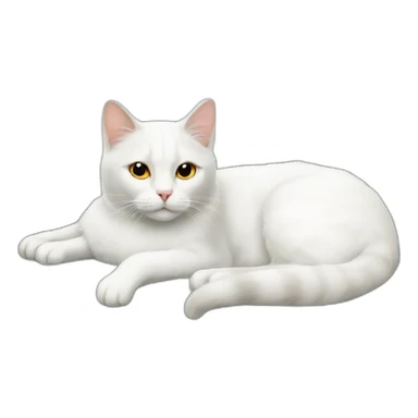 A White cat lying on a sofa sticker
