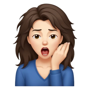 yawning brunette woman with disheveled hair sticker