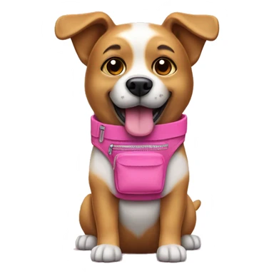dog with a pink fanny pack sticker