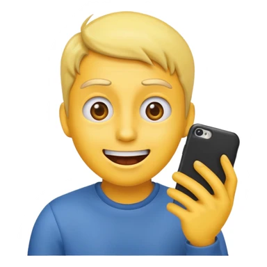 Emoji surprised while looking at his own phone sticker