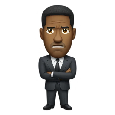 Denzel Washington angry cartoon wearing suit sticker