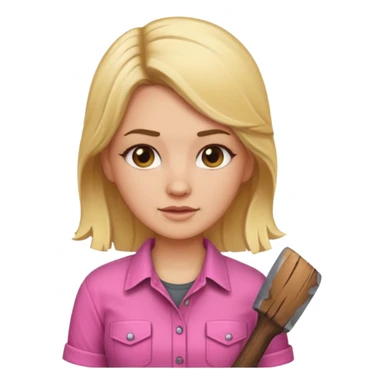 lumberjack blonde woman pink shirt sticker