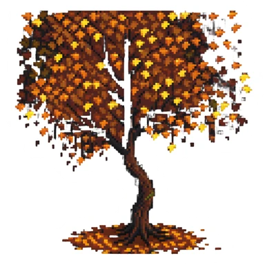 colorful autumn tree with falling leaves sticker