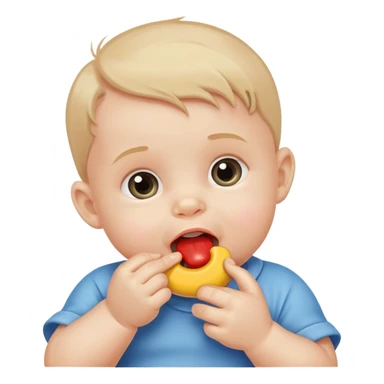 cute baby boy biting teething toy sticker