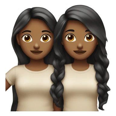 Two Girls one with black straight hair and one with brown waves they are besties sticker