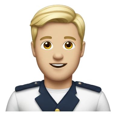 A white  man with red lipstick wearing a navy outfit  sticker