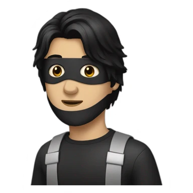 guy with cearly black hair wear a black mask sticker