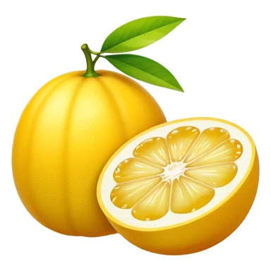 A halved yuzu fruit, in Apple iPhone emoji style. Bright yellow skin with subtle texture, juicy interior visible, vibrant colors, smooth gradients, glossy highlights, clean simple shapes, no outlines, slight 3D depth.
 sticker