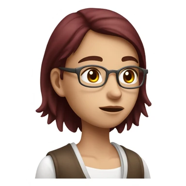 Student with brown hair with highlights in burgundi cardigan and white tank top thinking about maths exam   sticker