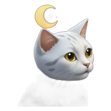 Cat and moon sticker