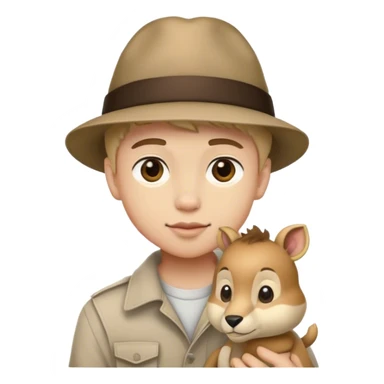 boy with hat and animal sticker