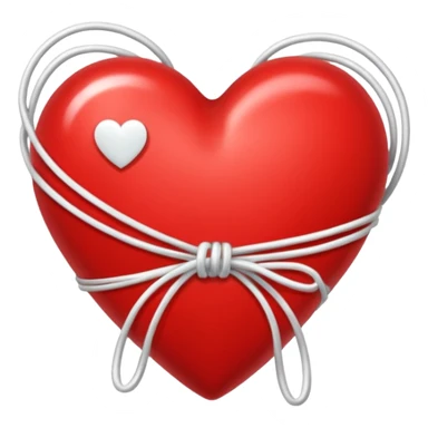 Red heart with white silk strings wrapped around it sticker