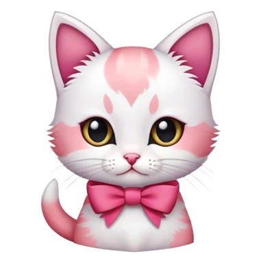 Mały biało rudo czarny kotek z różową kokardką  sticker