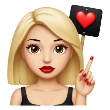 Sassy emoji with glossy lips and nails and eyelashes holding a shin that says”have to deal with my bsf relationship problems again” sticker