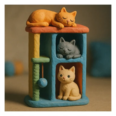 cats relaxing in a vertical playhouse sticker