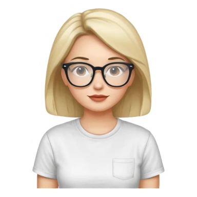 Adult woman, wearing a t-shirt and glasses, casual style
 sticker