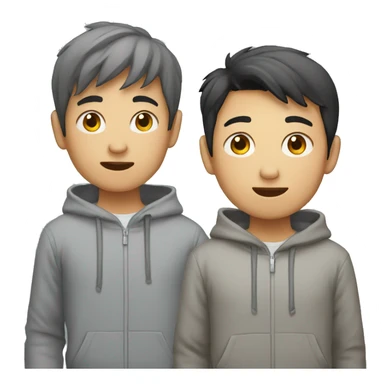asian boy in grey hoodie talking with friend sticker