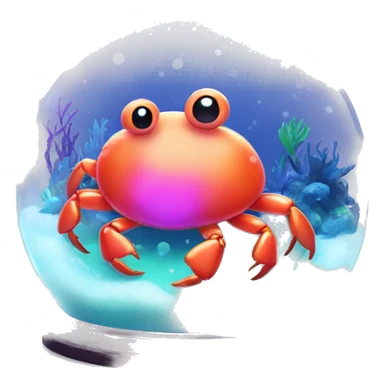 Kawaii neon crab in an under the sea snow globe  sticker