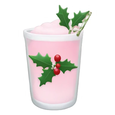 pastel pink christmas drink, with mistletoe on it sticker