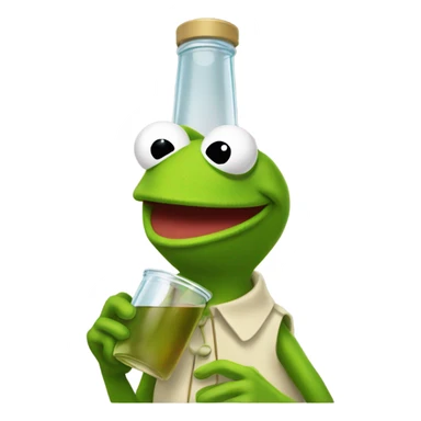 Kermit, the frog holding vinegar drinking it ￼ sticker