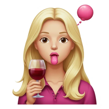 Long Blonde blowing bubblegum wine sticker