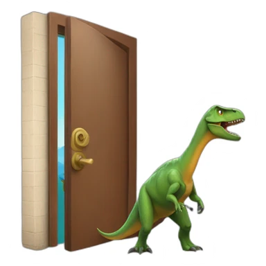 dinosaur with a door in his mourh sticker