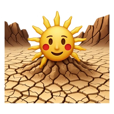 3D render of Drought Crack, miniature weather phenomenon, volumetric particle effects, parched brown earth ground texture, elemental energy, emoji style, isolated on white background --v 6.0. sticker