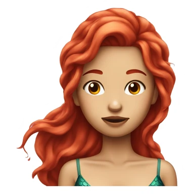 Beautiful girl looks like mermaid with red hair she is unhappy face sticker