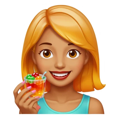 Woman eating yelly sticker