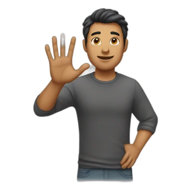 A man showing his five finger sticker