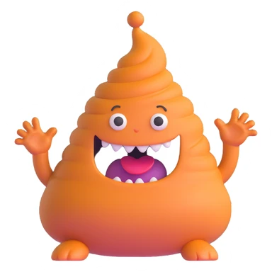 playful expression poop monster sticker