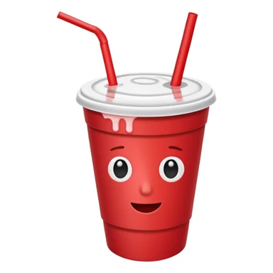 red paper cup with a straw sticker