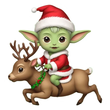 baby yoda riding eindeer christmas sticker