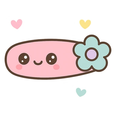 hairclip with cute face, kawaii style, pastel colors, cartoon, isolated, no hair sticker