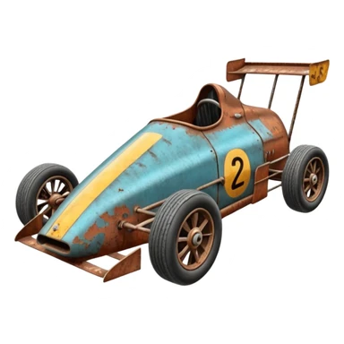 Antique looking shopping cart race car with custom aero body and rear wing  sticker