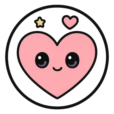 little alchemy style icon
subject: love
border: medium-black
shape: round, circular
background: white
style: full color fill with medium black outlining sticker