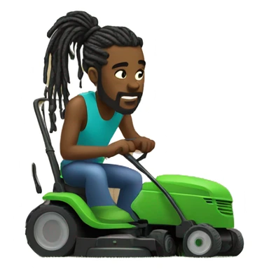 Black man with dreads in ponytail is mowing  lawn sticker