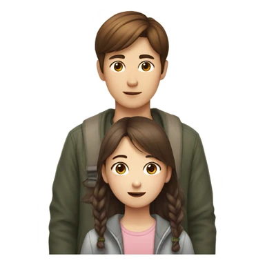 Girl with brown hair with Korean boy sticker