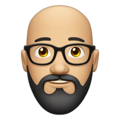 bald headed spanish guy chubby face full black beard and thin round glasses sticker