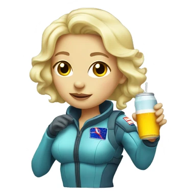 Blonde female Space cadet drinking a cooler  sticker