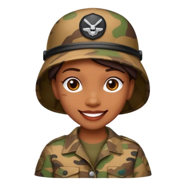 redbone baddie in camo, playful smile sticker