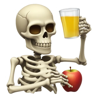 skeleton drinking apple juice from a Stein sticker